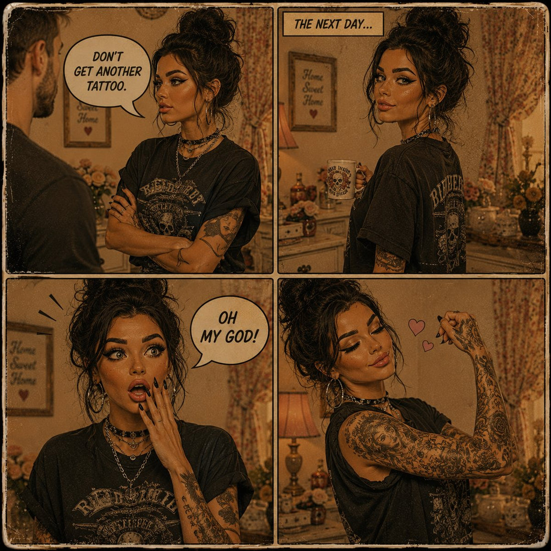 Nyx comic — don't get another tattoo, the next day: oh my god