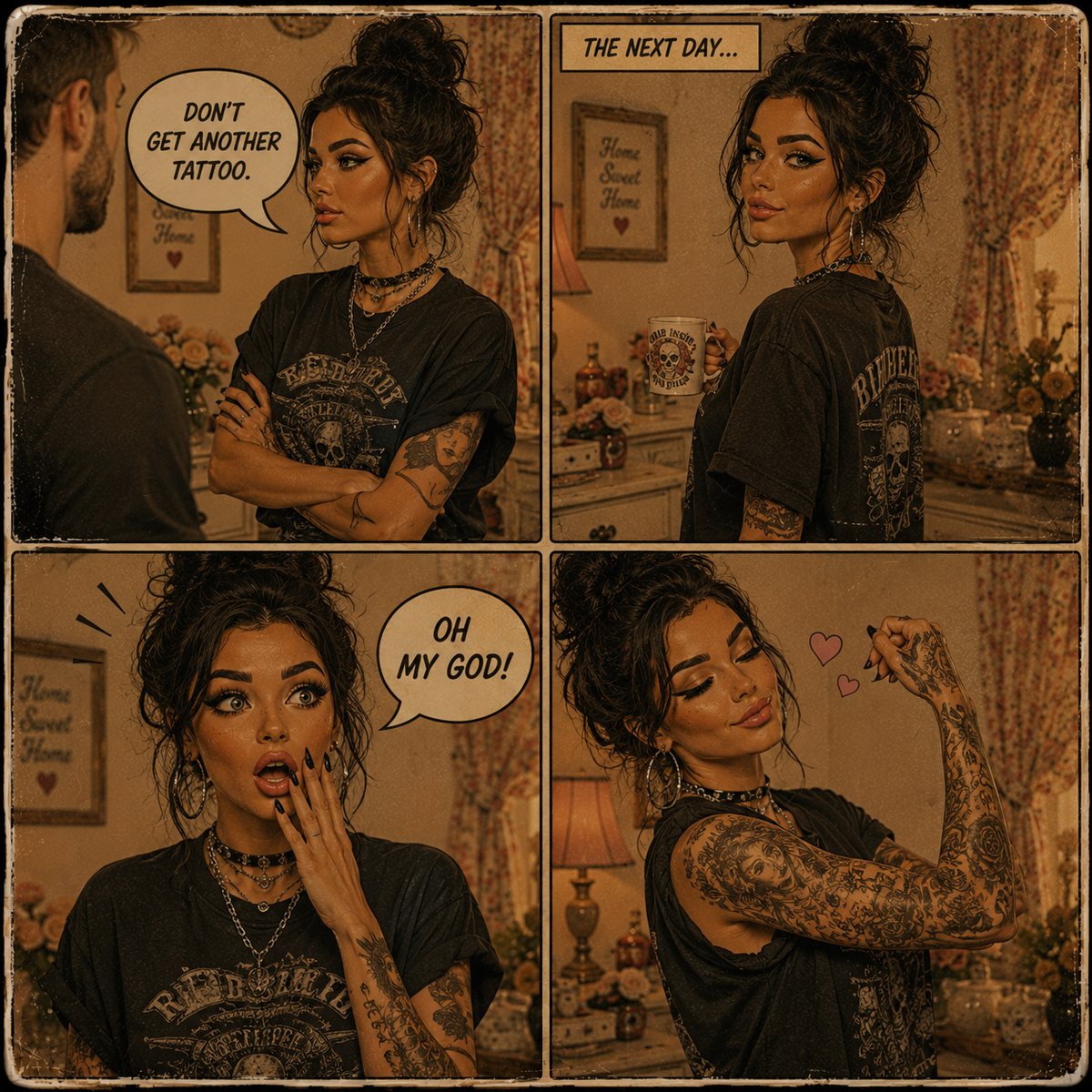 Nyx comic — don't get another tattoo, the next day: oh my god