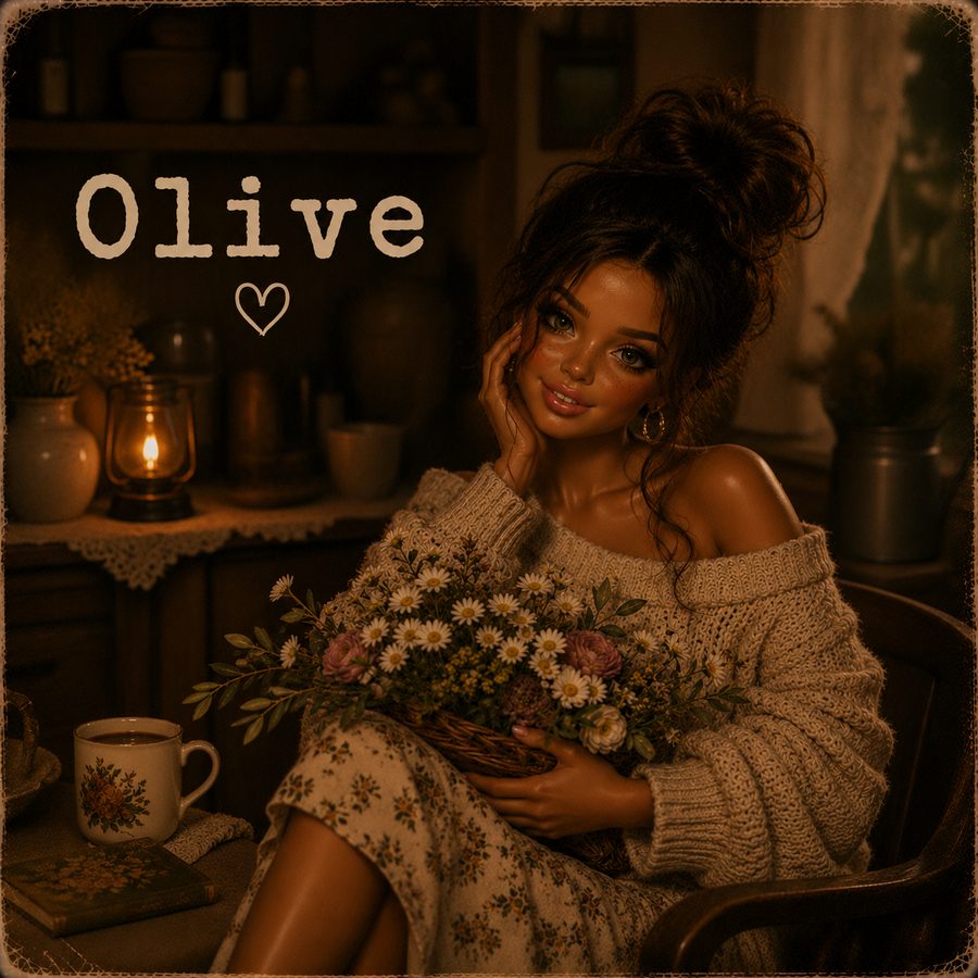 Olive — soft darling with flowers and candlelight