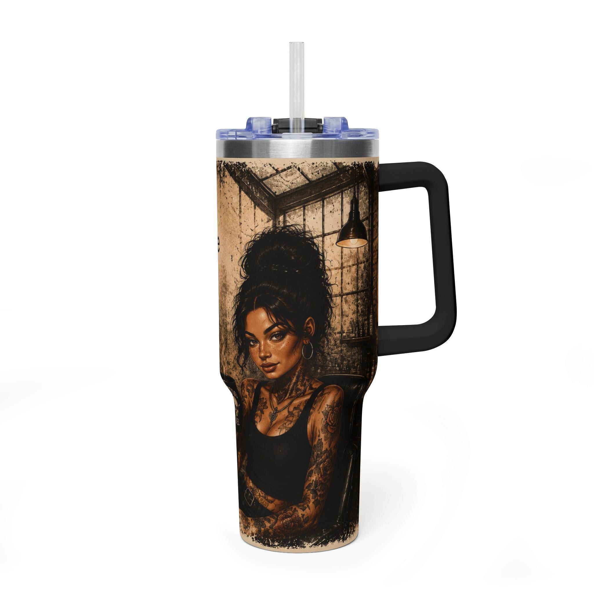 40oz Vacuum Tumbler - "Fueled by caffeine and bad decisions" Insulated Travel Cup