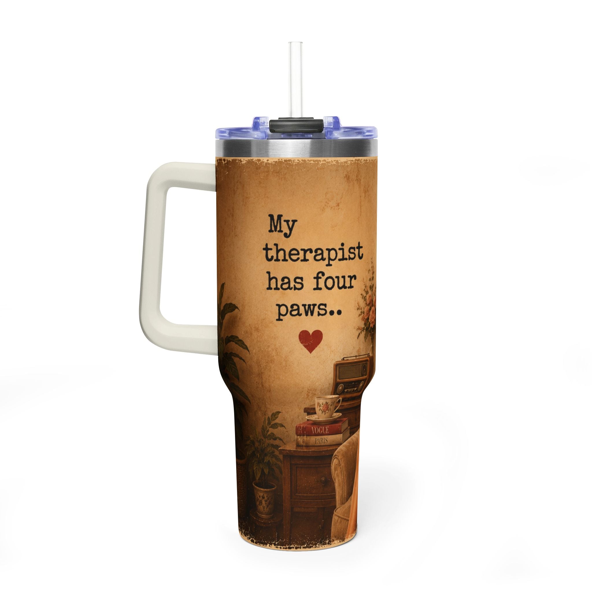 My therapist has four paws Insulated Travel Cup