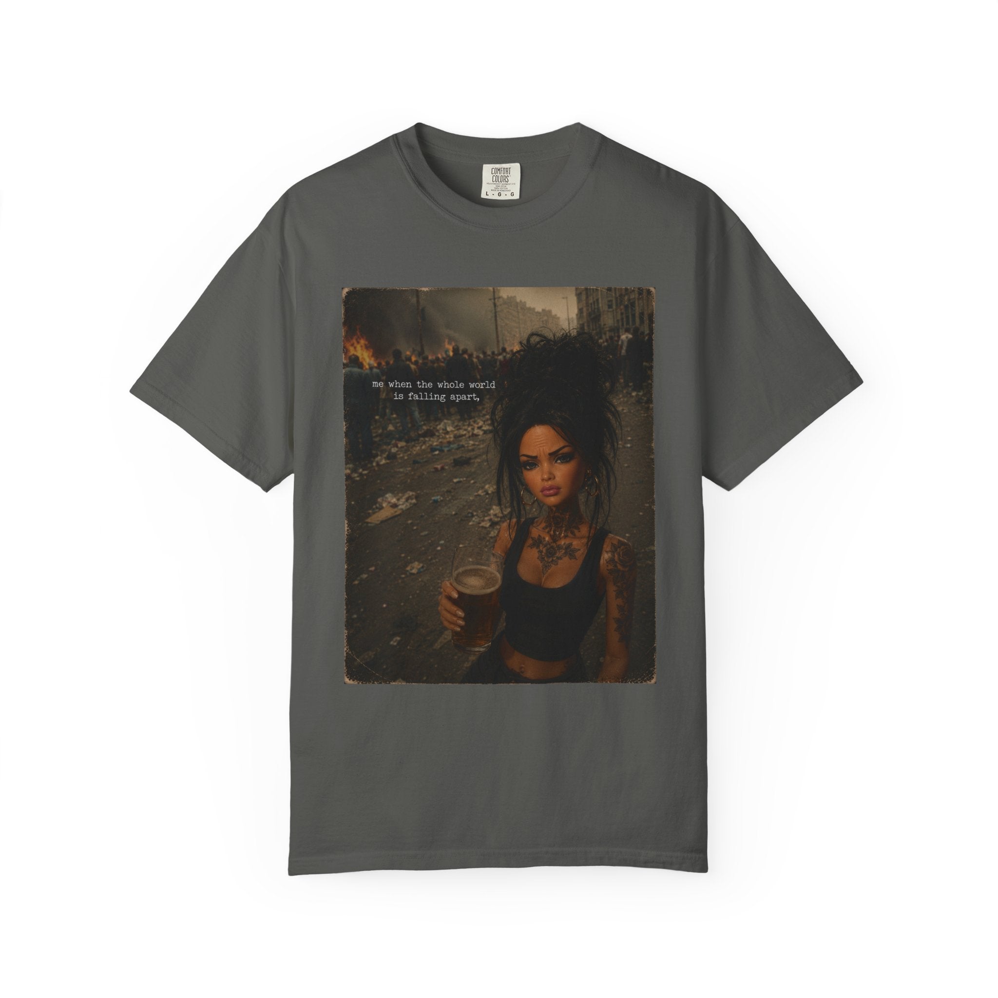 Graphic T-Shirt — Moody Portrait "No More Tears" Urban Art Tee