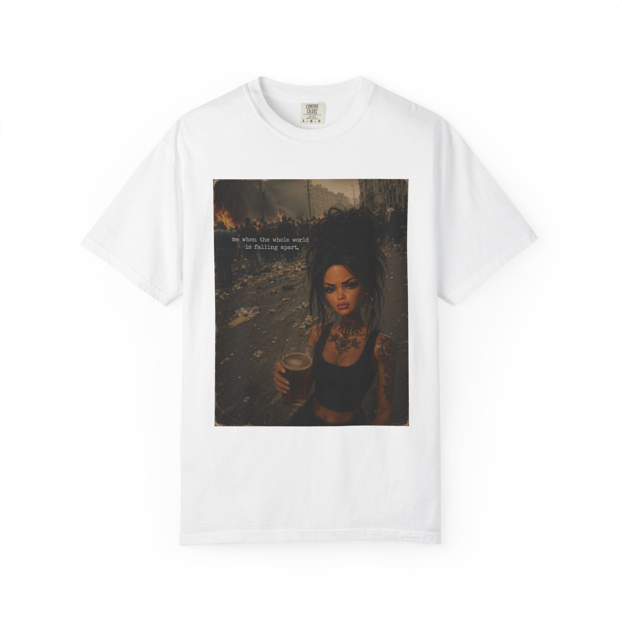 Graphic T-Shirt — Moody Portrait "No More Tears" Urban Art Tee
