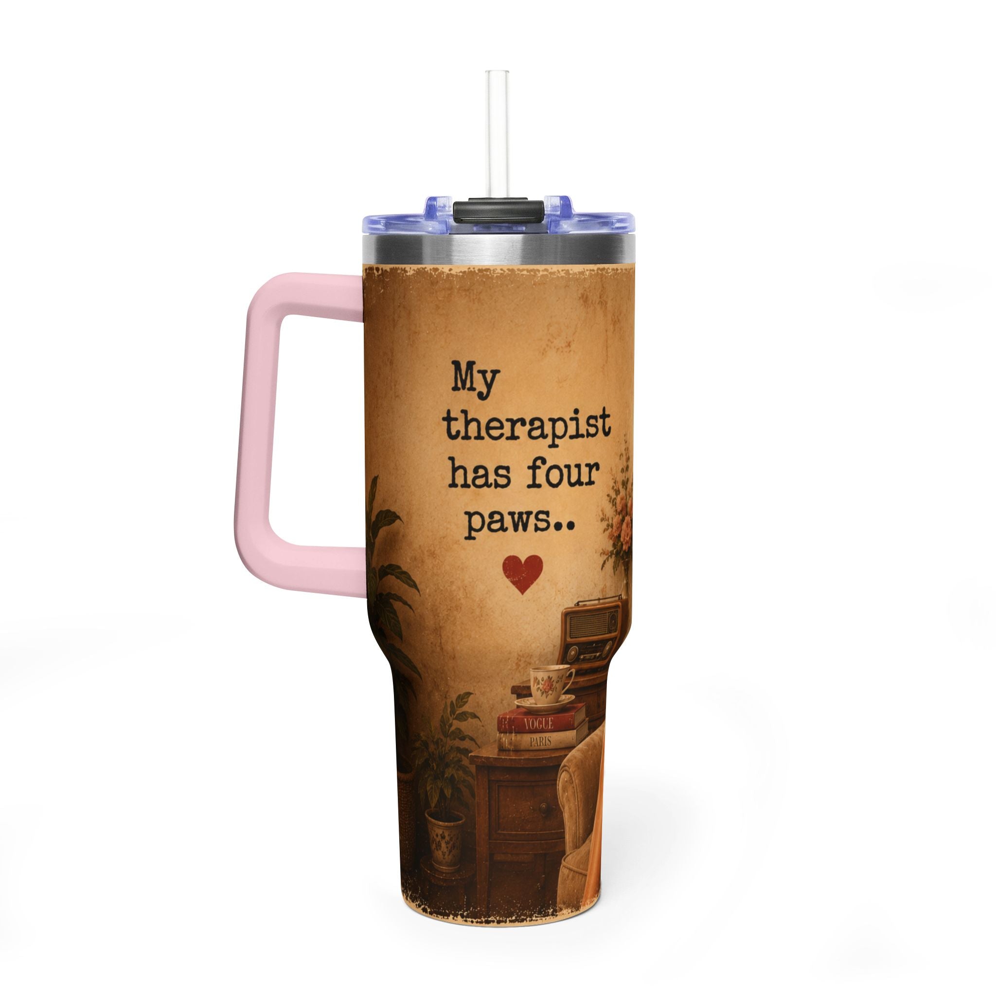 My therapist has four paws Insulated Travel Cup